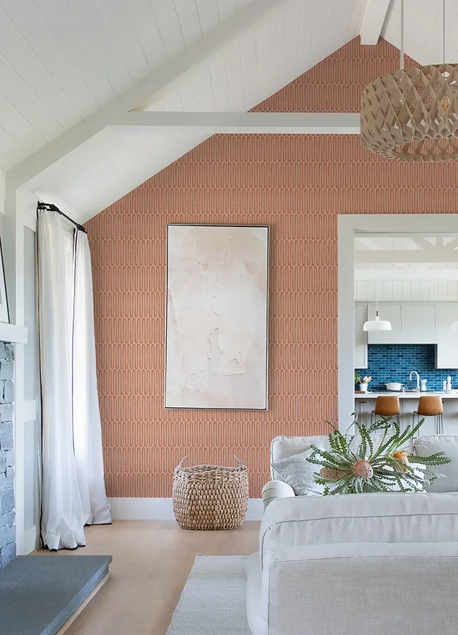 A-Street Prints Lars Coral Retro Wave Wallpaper - SKU 4066-26503