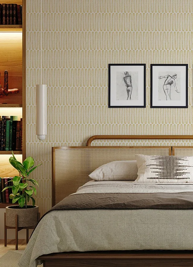 A-Street Prints Lars Mustard Retro Wave Wallpaper - SKU 4066-26500