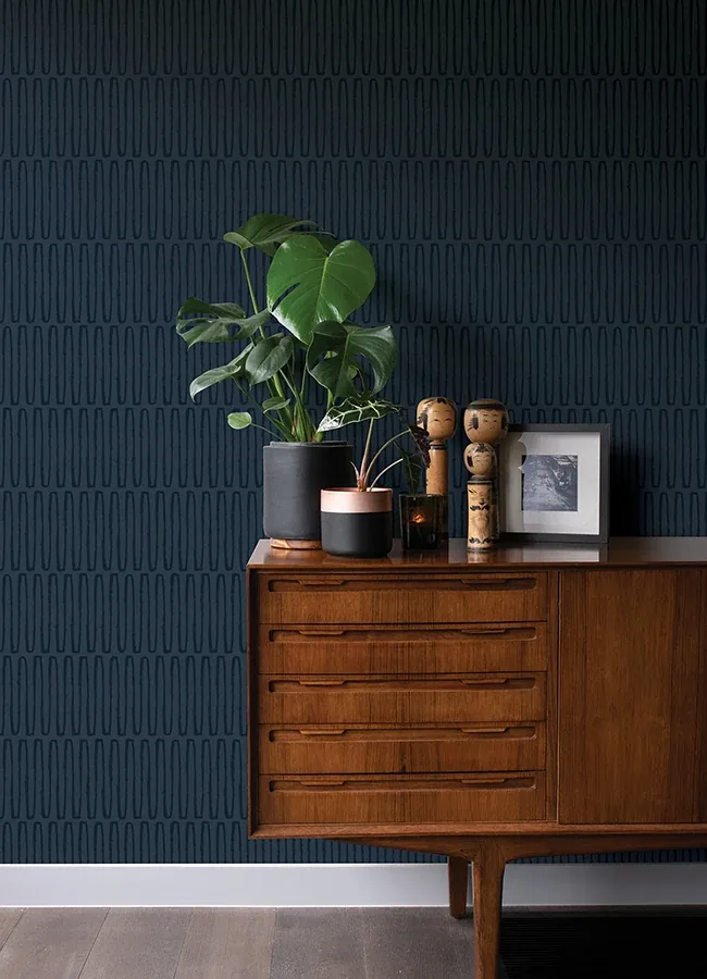 A-Street Prints Lars Navy Retro Wave Wallpaper - SKU 4066-26502