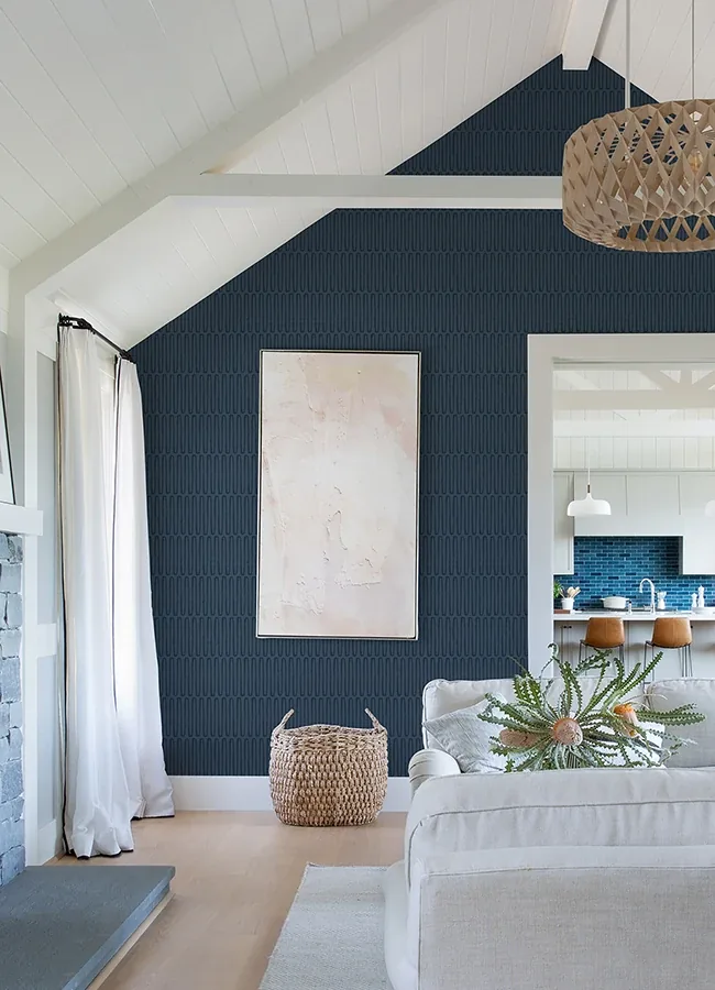 A-Street Prints Lars Navy Retro Wave Wallpaper - SKU 4066-26502