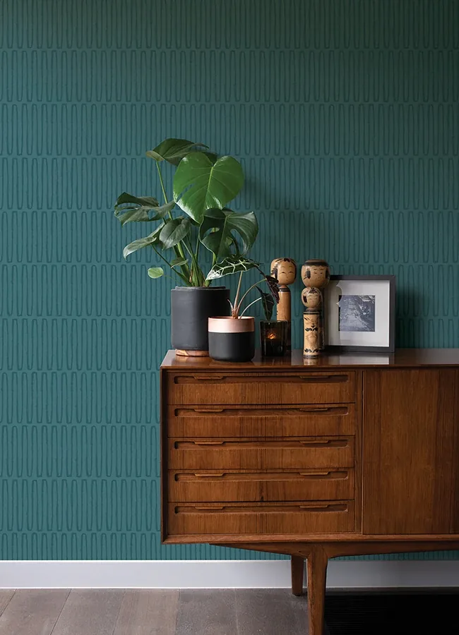A-Street Prints Lars Teal Retro Wave Wallpaper - SKU 4066-26505