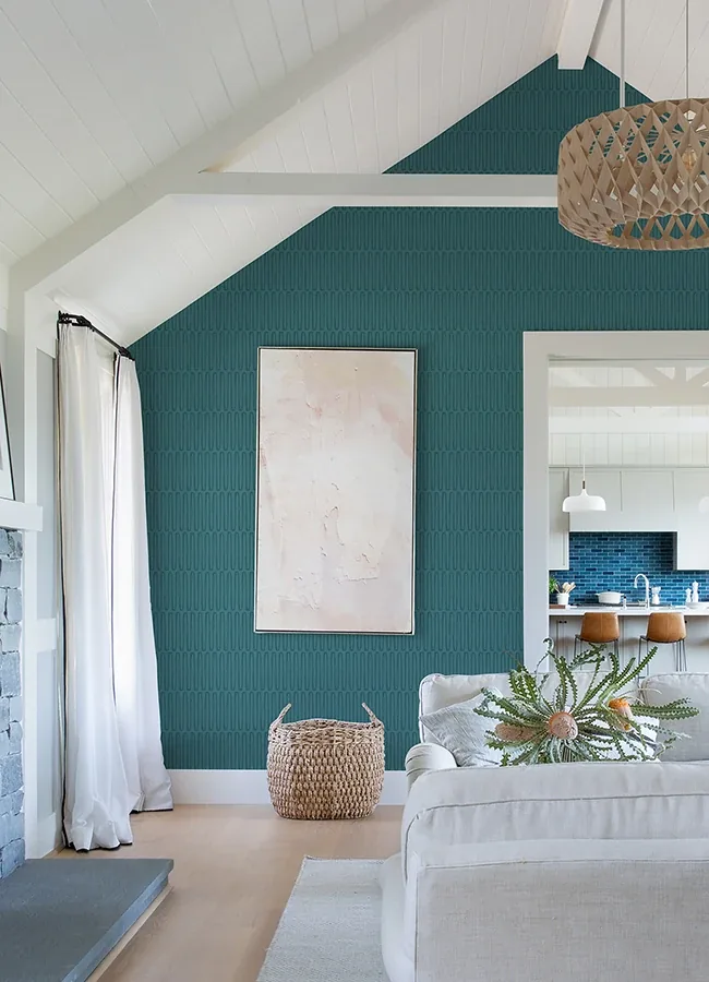 A-Street Prints Lars Teal Retro Wave Wallpaper - SKU 4066-26505