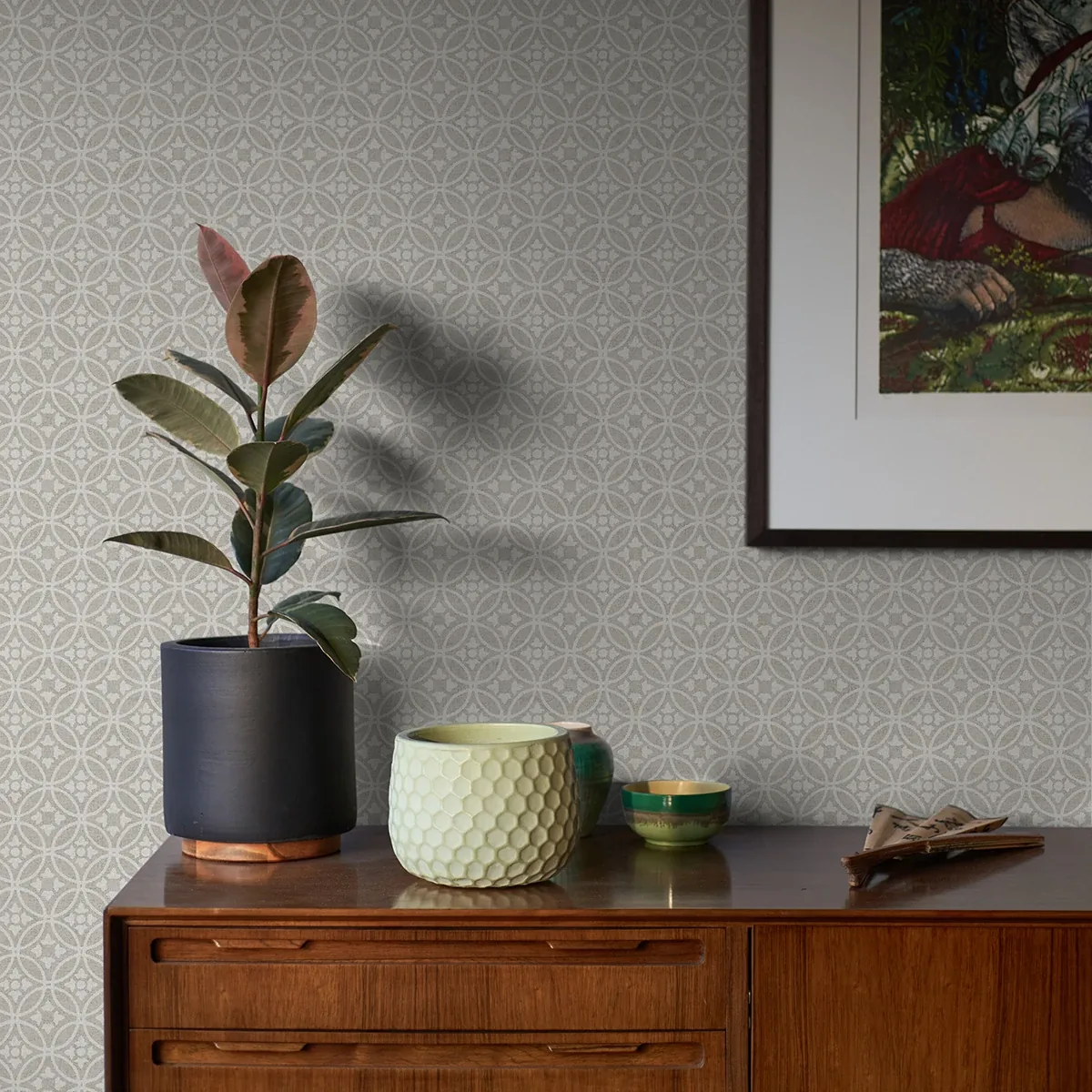 A-Street Prints Larsson Grey Ogee Wallpaper - SKU 2970-26135
