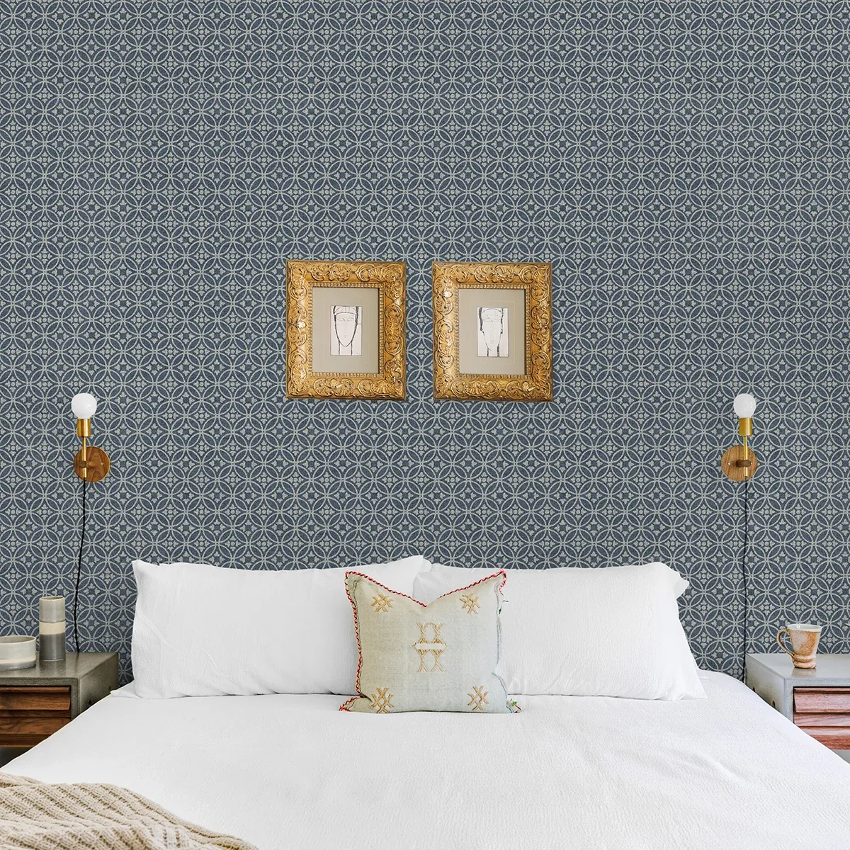 A-Street Prints Larsson Indigo Ogee Wallpaper | Wallpaper Twins A-Street Prints Larsson Indigo Ogee Wallpaper - SKU 2970-26137