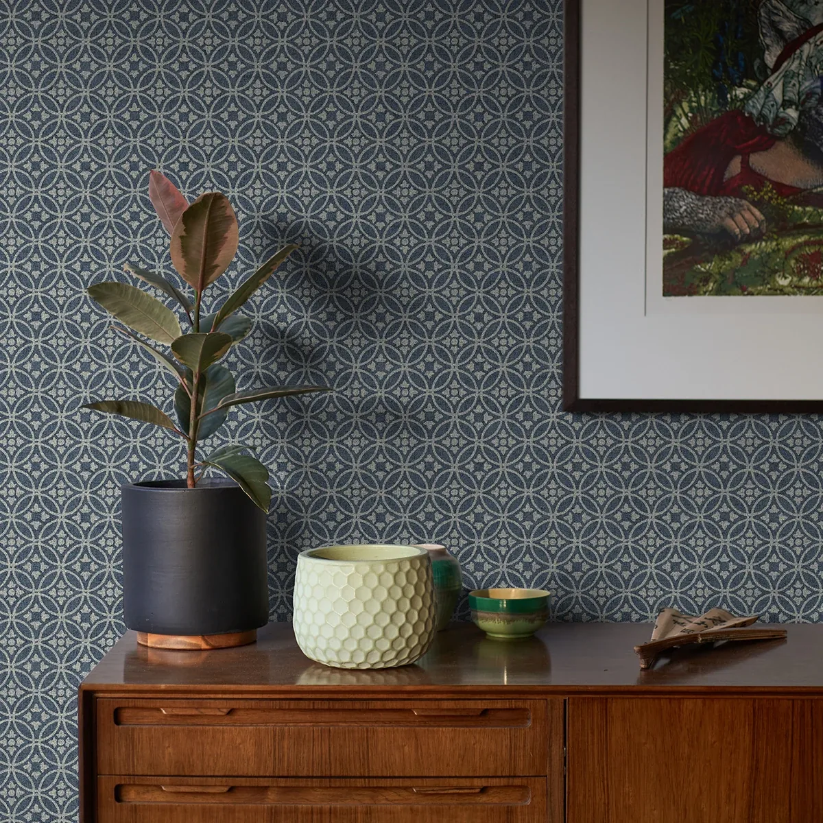A-Street Prints Larsson Indigo Ogee Wallpaper | Wallpaper Twins A-Street Prints Larsson Indigo Ogee Wallpaper - SKU 2970-26137