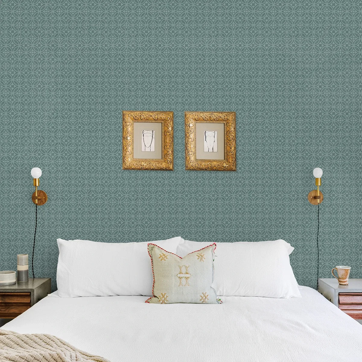 A-Street Prints Larsson Teal Ogee Wallpaper - SKU 2970-26133