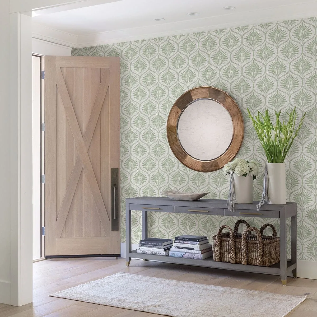 A-Street Prints Laurel Light Green Ogee Wallpaper - SKU 2861-25719