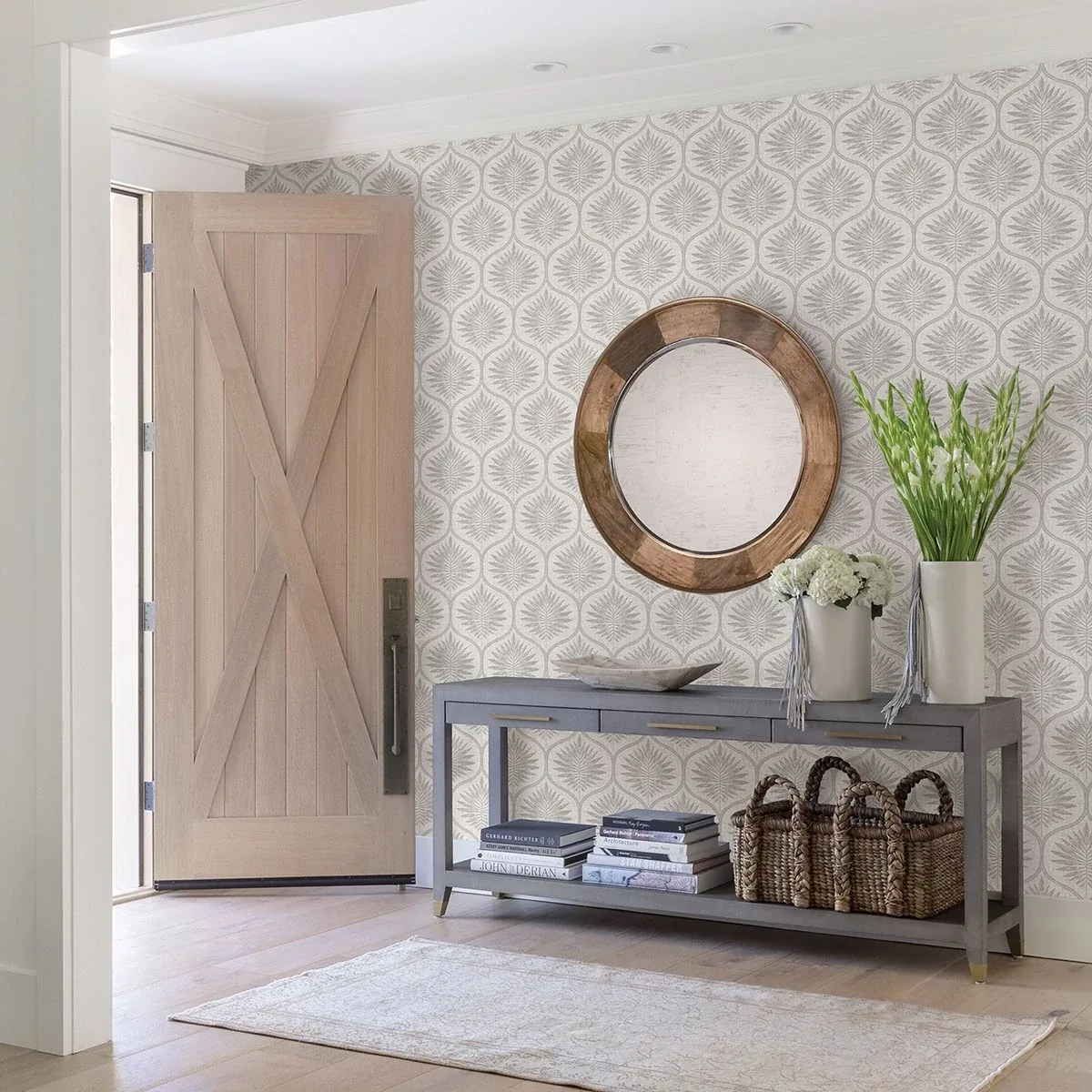 A-Street Prints Laurel Light Grey Ogee Wallpaper - SKU 2861-25720