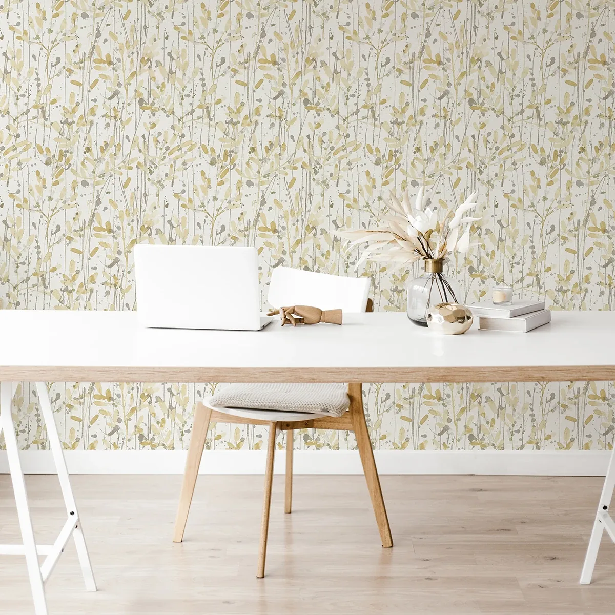 A-Street Prints Leandra Yellow Floral Trail Wallpaper - SKU 2975-26240