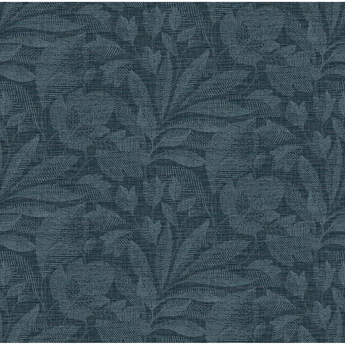 2971-86153 | Lei Navy Etched Leaves Wallpaper