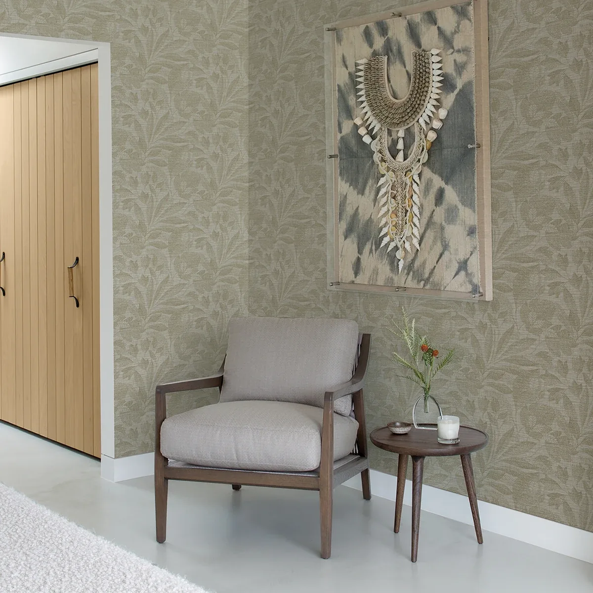 A-Street Prints Lei Neutral Etched Leaves Wallpaper - SKU 2971-86150