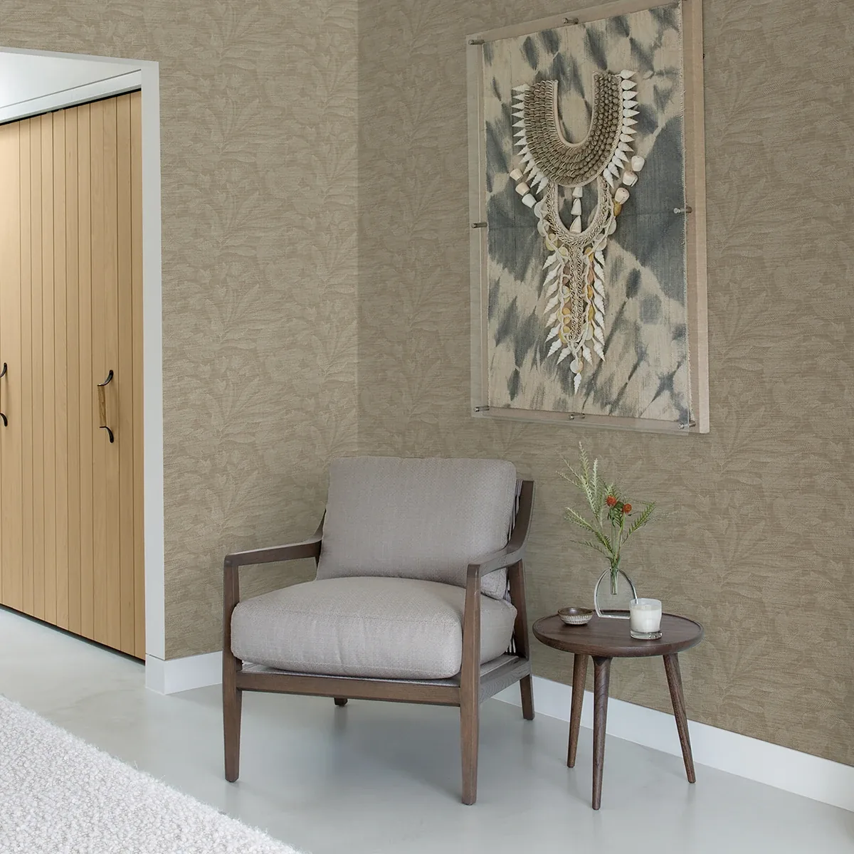 A-Street Prints Lei Wheat Etched Leaves Wallpaper - SKU 2971-86155