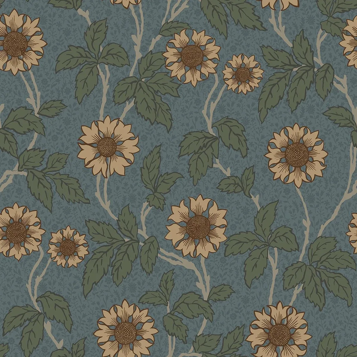2948-28023 | Leilani Blue Floral Wallpaper