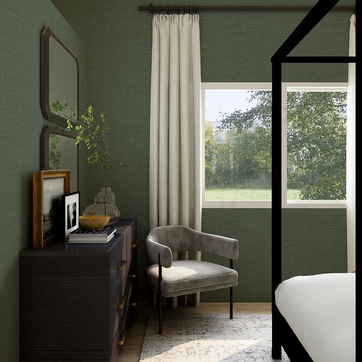 A-Street Prints Lela Green Faux Linen Wallpaper - SKU 2971-86185
