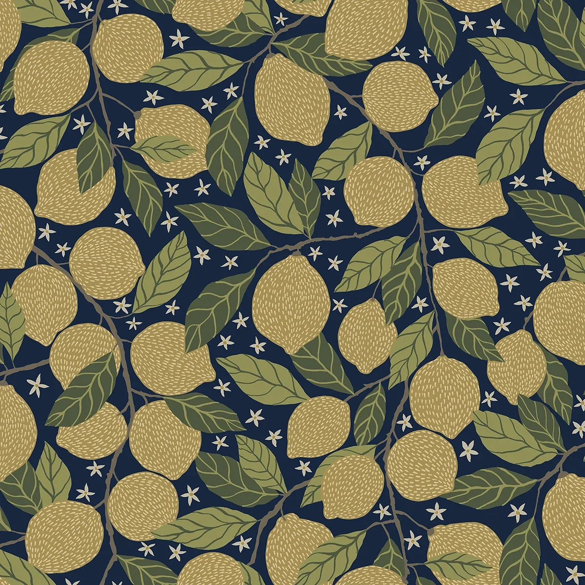A-Street Prints Lemona Navy Fruit Tree Wallpaper - SKU 2999-44118
