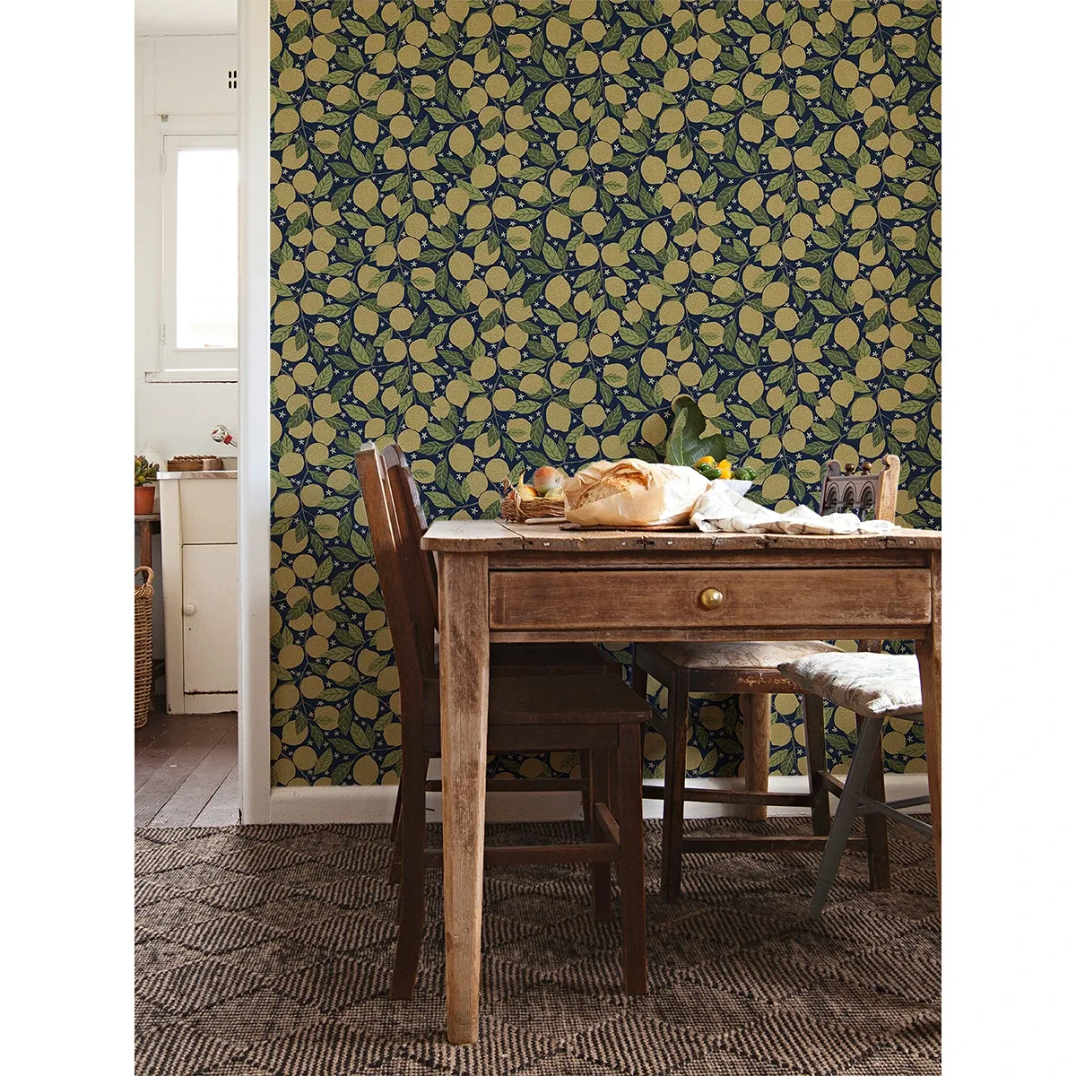 A-Street Prints Lemona Navy Fruit Tree Wallpaper - SKU 2999-44118