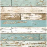 A-Street Prints Levi Turquoise Scrap Wood Wallpaper - SKU 2922-22318