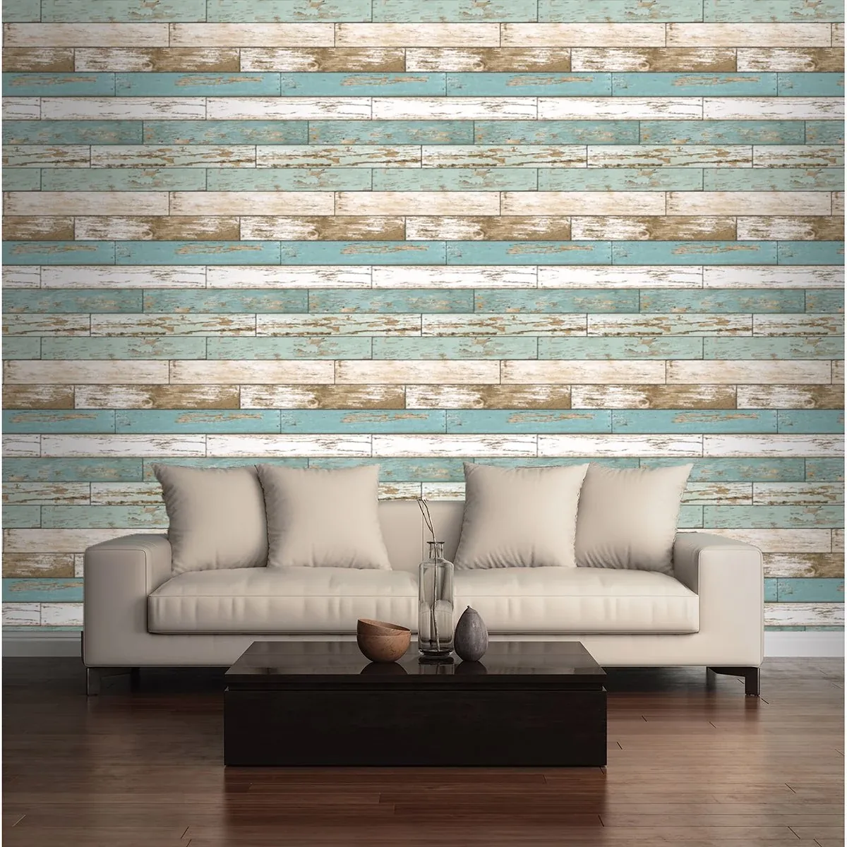 A-Street Prints Levi Turquoise Scrap Wood Wallpaper - SKU 2922-22318