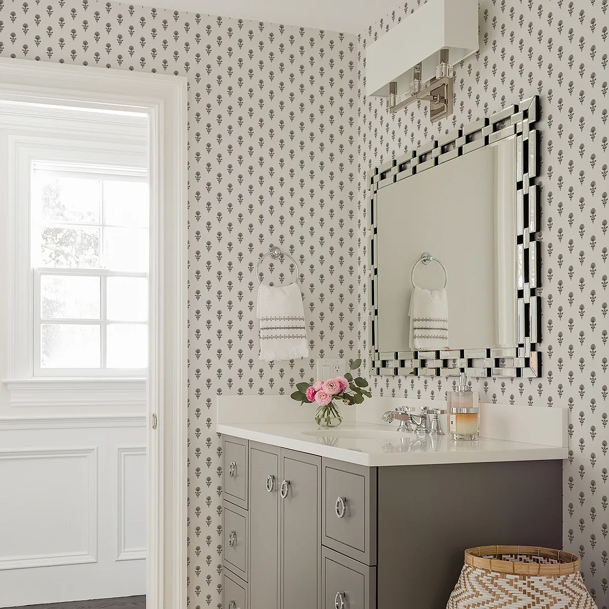 A-Street Prints Libby Stone Mini Floral Wallpaper - SKU AST4335