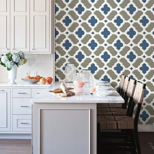 A-Street Prints Lido Navy Quatrefoil Wallpaper - SKU 2744-24125