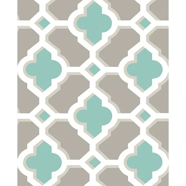 2744-24123 | Lido Turquoise Quatrefoil Wallpaper