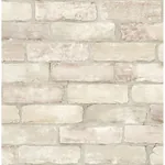 A-Street Prints Limewashed Bone Weathered Brick Wallpaper - SKU AST4076