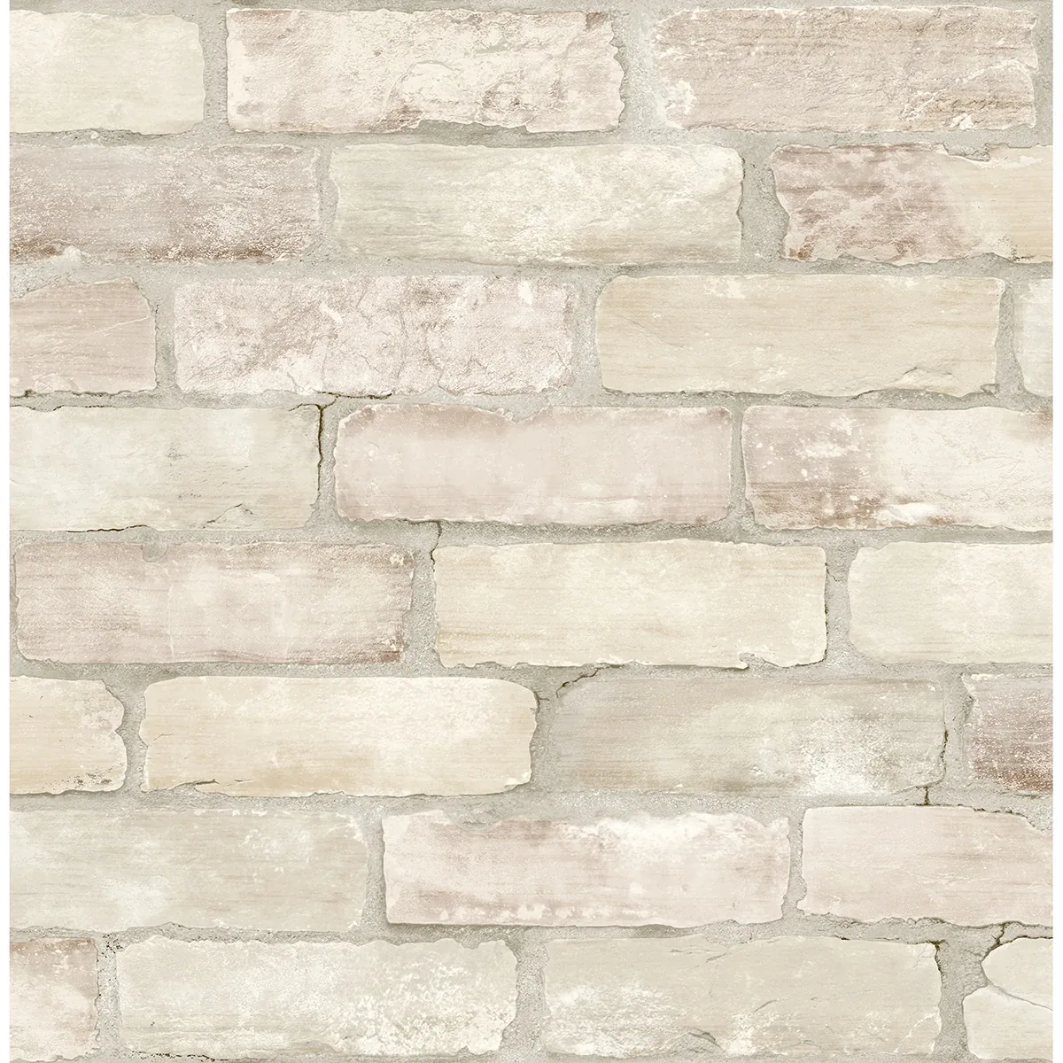 A-Street Prints Limewashed Bone Weathered Brick Wallpaper - SKU AST4076