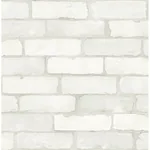 A-Street Prints Limewashed White Weathered Brick Wallpaper - SKU AST4075
