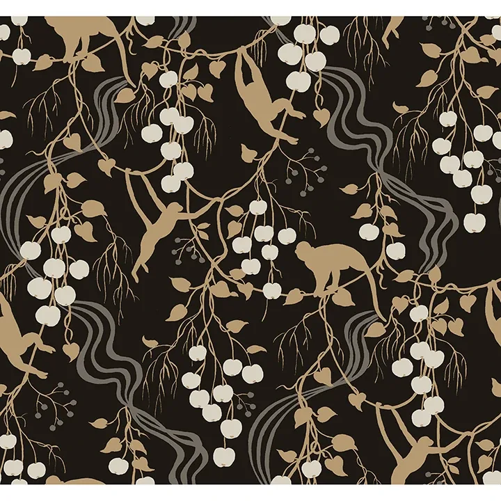 4147-80009 | Linden Black Jungle Canopy Wallpaper