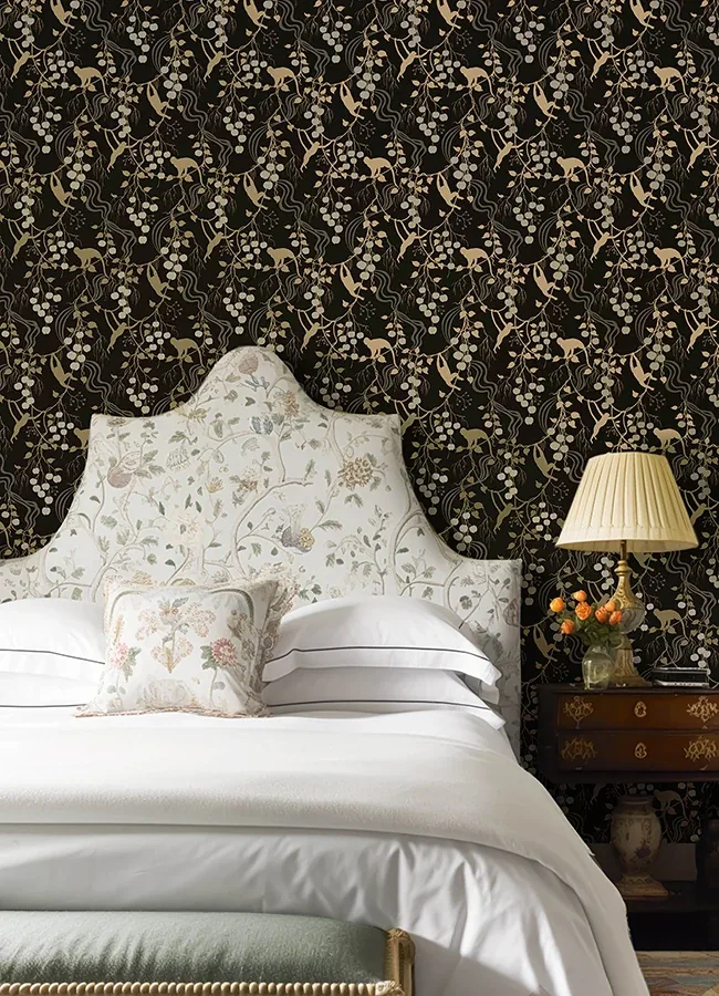 A-Street Prints Linden Black Jungle Canopy Wallpaper - SKU 4147-80009