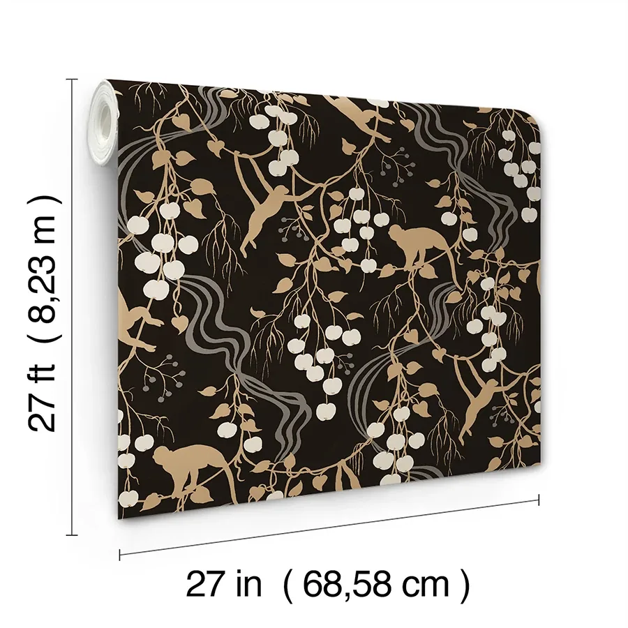 A-Street Prints Linden Black Jungle Canopy Wallpaper - SKU 4147-80009