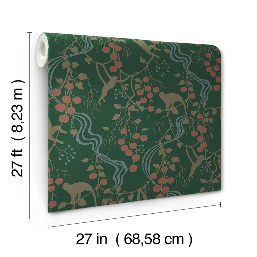 A-Street Prints Linden Dark Green Jungle Canopy Wallpaper - SKU 4147-80008