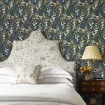 A-Street Prints Linden Navy Jungle Canopy Wallpaper - SKU 4147-80010