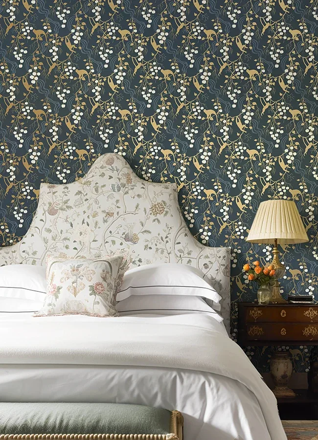 A-Street Prints Linden Navy Jungle Canopy Wallpaper - SKU 4147-80010