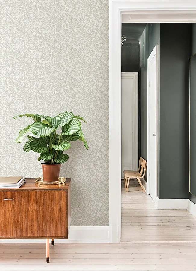 A-Street Prints Lindlöv Light Grey Leafy Vines Wallpaper - SKU 4143-34017