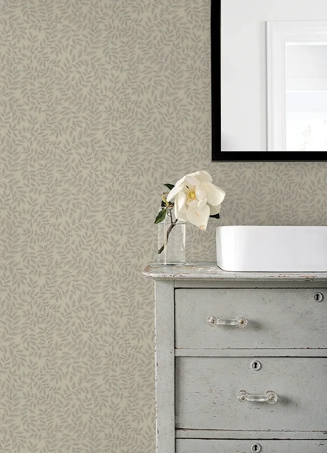 A-Street Prints Lindlöv Taupe Leafy Vines Wallpaper - SKU 4143-34018