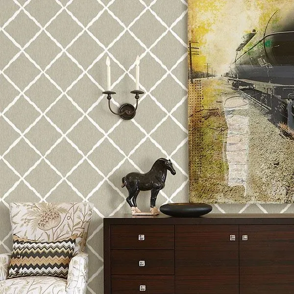 A-Street Prints Linen Ikat Trellis Wallpaper - SKU 2785-24812