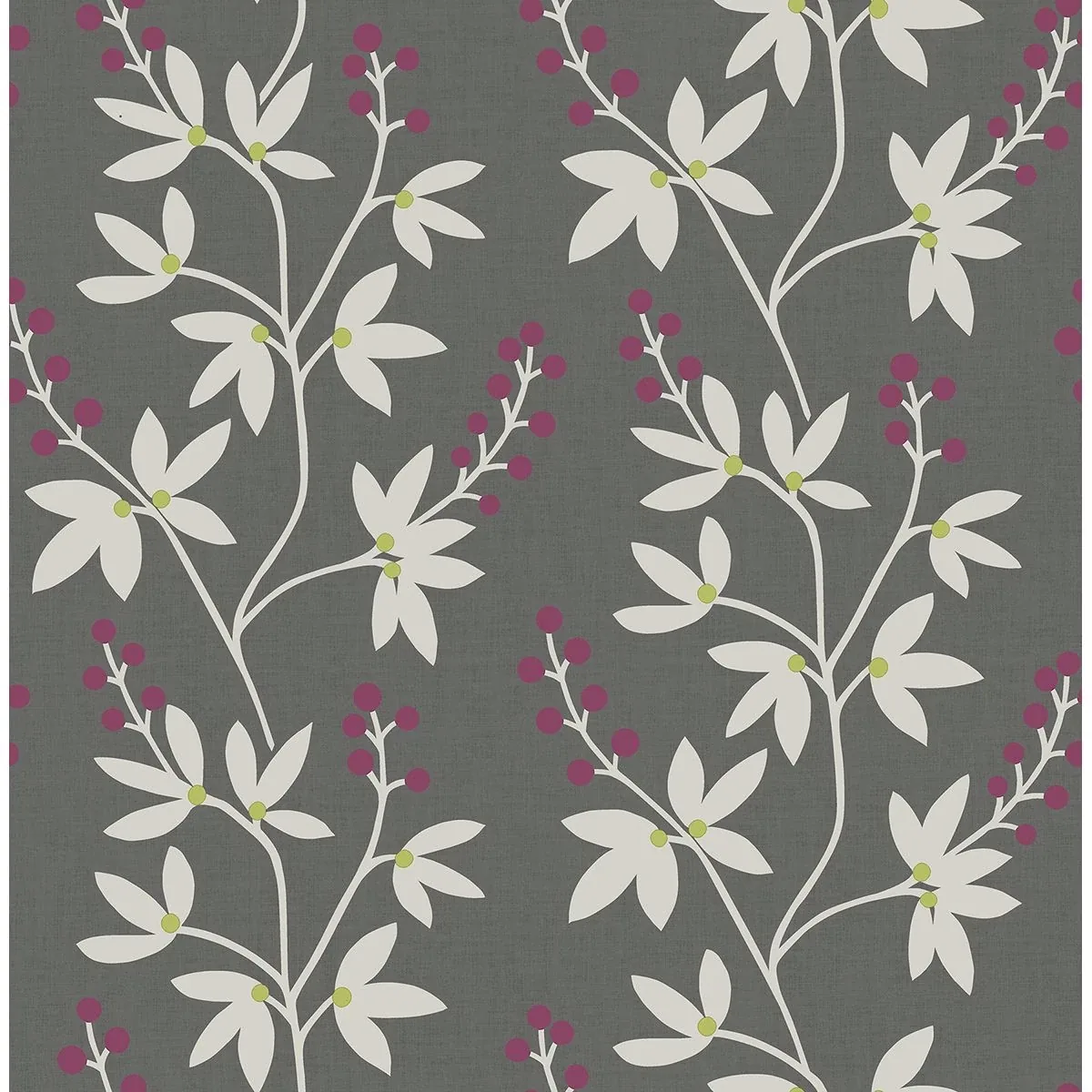 A-Street Prints Linnea Elsa Charcoal Botanical Trail Wallpaper - SKU 2901-25439