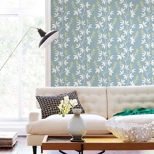 A-Street Prints Linnea Elsa Light Blue Botanical Trail Wallpaper - SKU 2901-25442