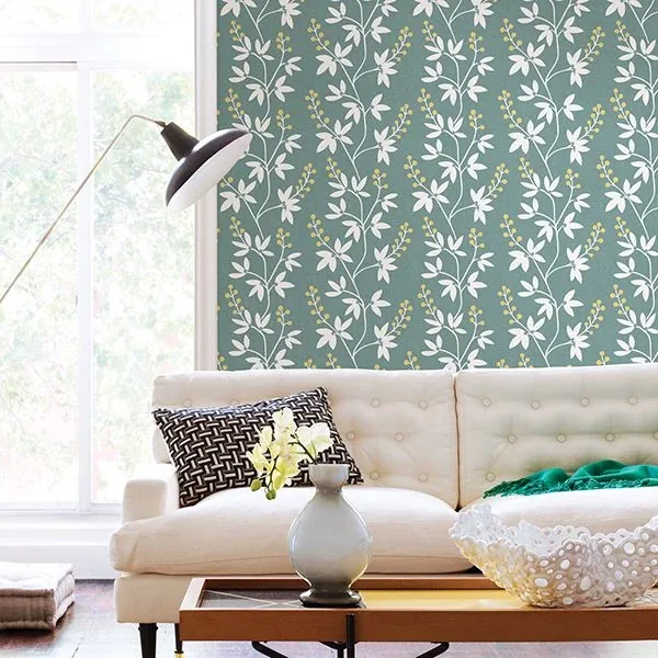 A-Street Prints Linnea Elsa Teal Botanical Trail Wallpaper - SKU 2901-25440