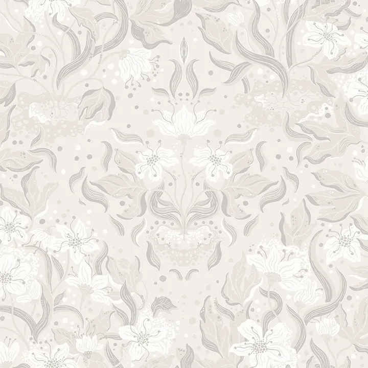 4143-22019 | Lisa Grey Floral Damask Wallpaper