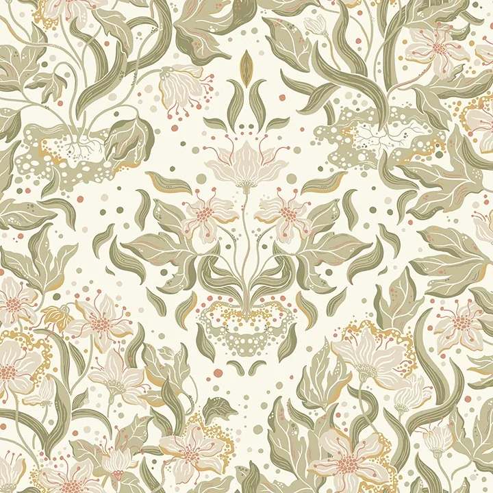 4143-22017 | Lisa Olive Floral Damask Wallpaper