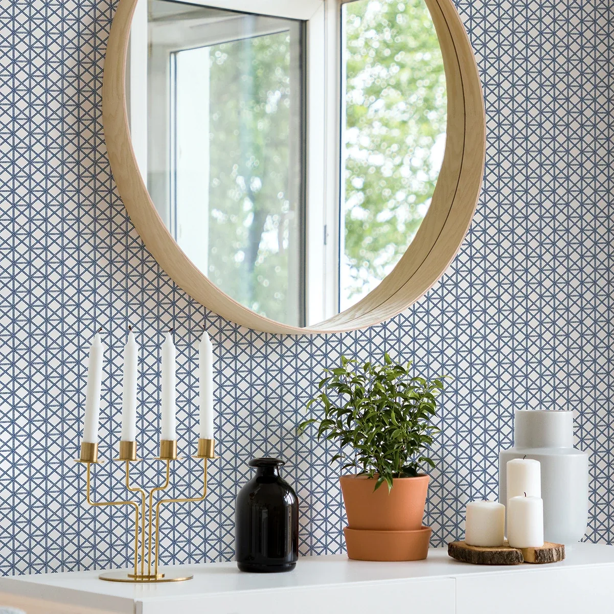 A-Street Prints Lisbeth Blue Geometric Lattice Wallpaper | Wallpaper Twins A-Street Prints Lisbeth Blue Geometric Lattice Wallpaper - SKU 2969-26005