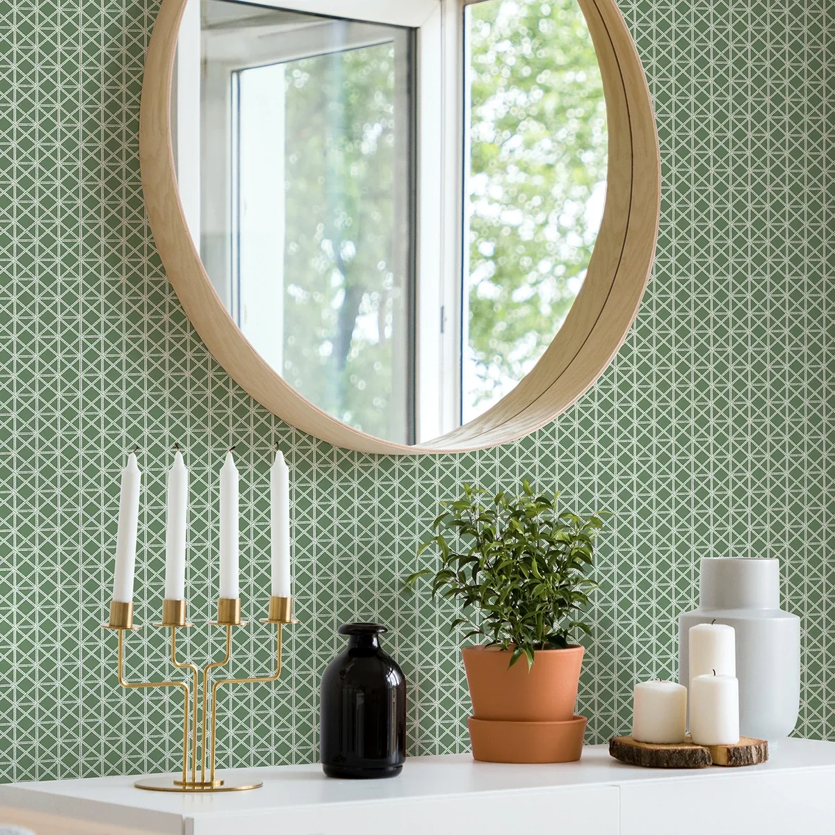 A-Street Prints Lisbeth Green Geometric Lattice Wallpaper - SKU 2969-26001