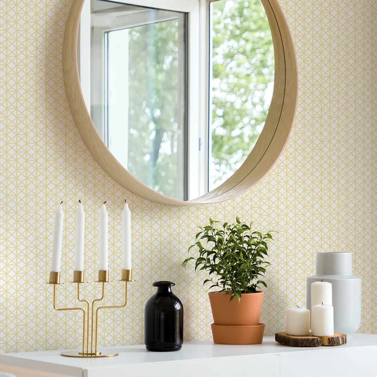 A-Street Prints Lisbeth Yellow Geometric Lattice Wallpaper | Wallpaper Twins A-Street Prints Lisbeth Yellow Geometric Lattice Wallpaper - SKU 2969-26003