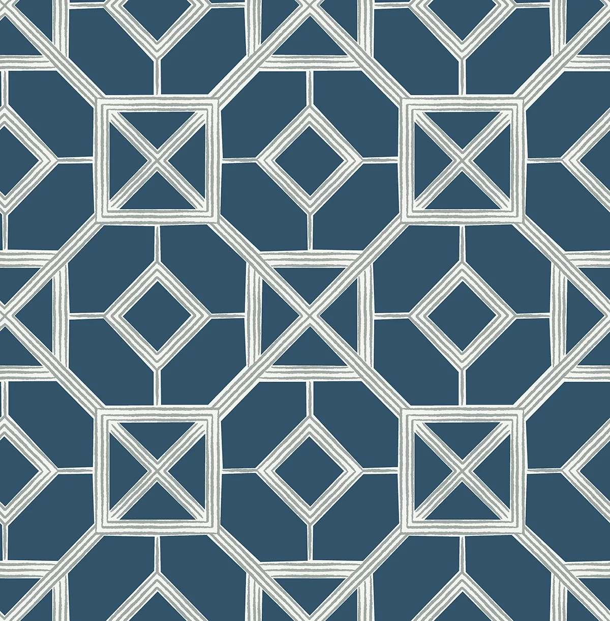4014-26411 | Livia Dark Blue Trellis Wallpaper
