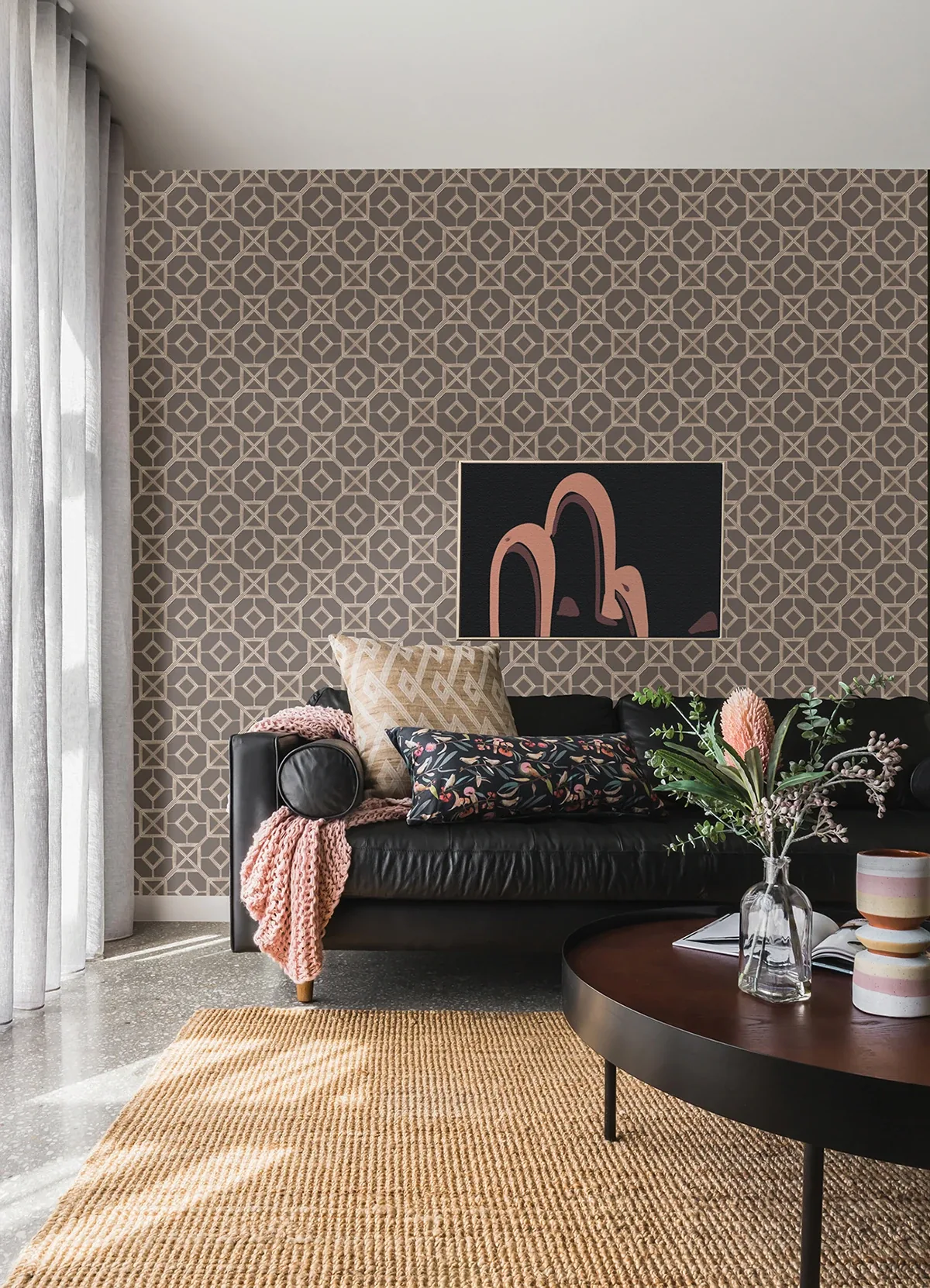 A-Street Prints Livia Mauve Trellis Wallpaper - SKU 4014-26413