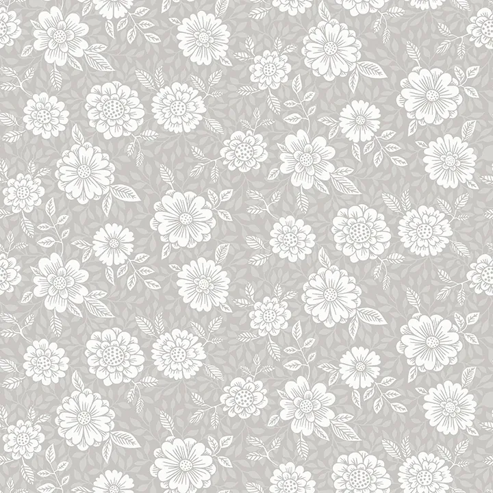 4080-15909 | Lizette Grey Charming Floral Wallpaper