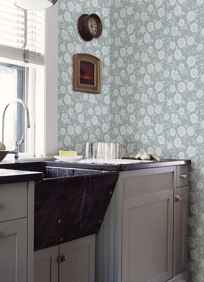 A-Street Prints Lizette Light Blue Charming Floral Wallpaper - SKU 4080-15912