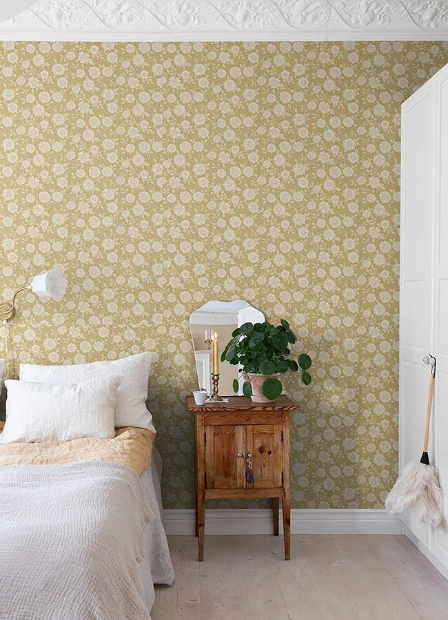 A-Street Prints Lizette Mustard Charming Floral Wallpaper | Wallpaper Twins A-Street Prints Lizette Mustard Charming Floral Wallpaper - SKU 4080-15910